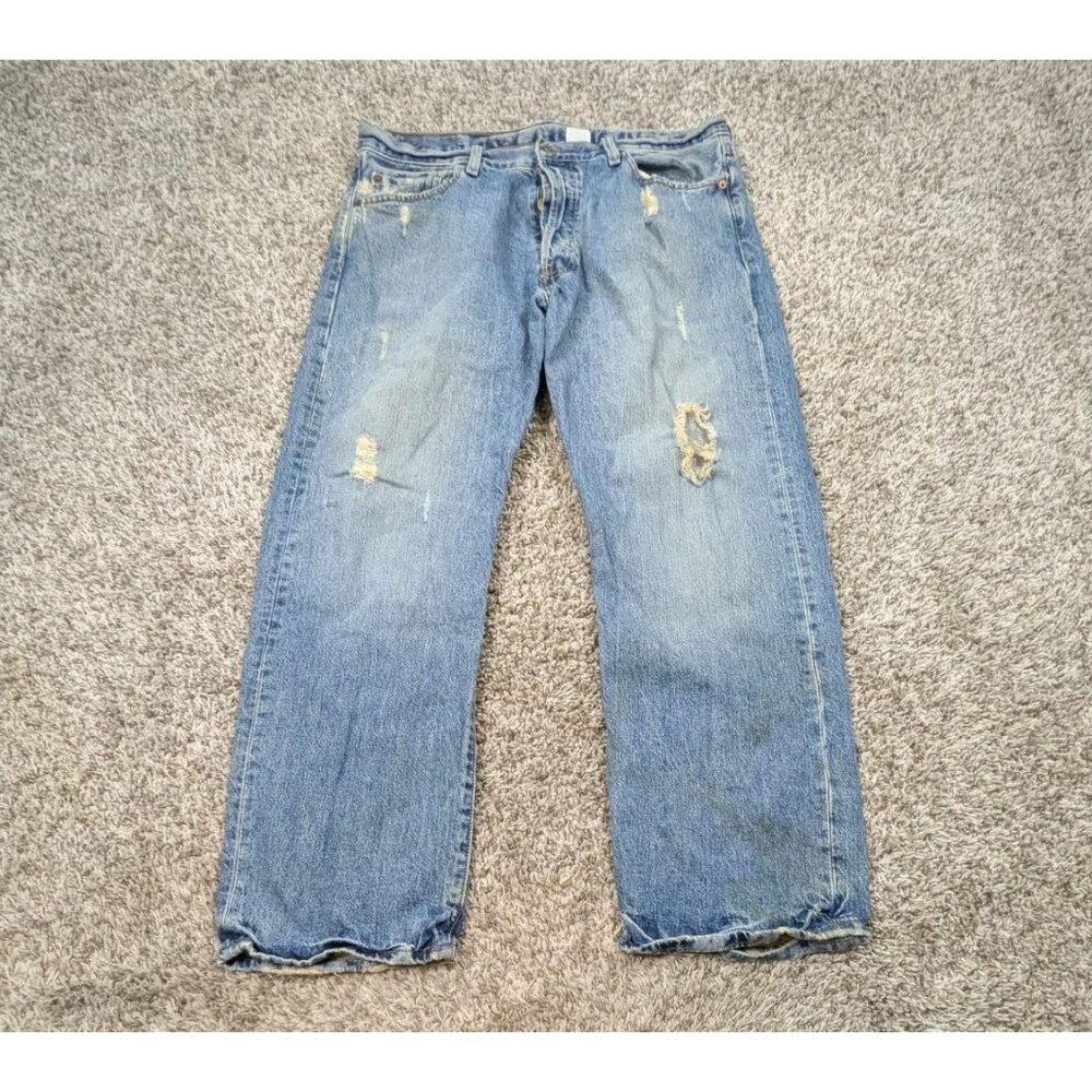 Vintage Levi's 501 Jeans Mens 36x30 Fits 34x28 Blue Button Fly Distress Red Tag